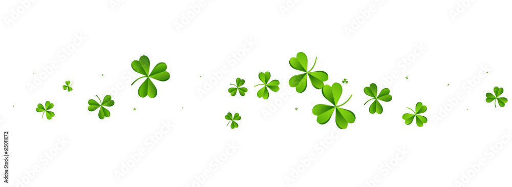 Malachite Clover Botanical Vector White Panoramic Malachite Clover Botanical Vector White Panoramic