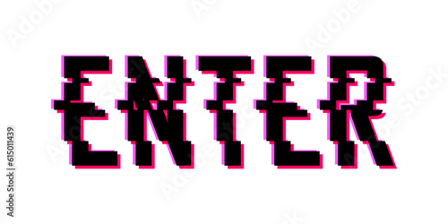 Glitch text effect on white background. Screen glitch VHS effect. Data Access Error. Hacking cyber security. Vector illustration.