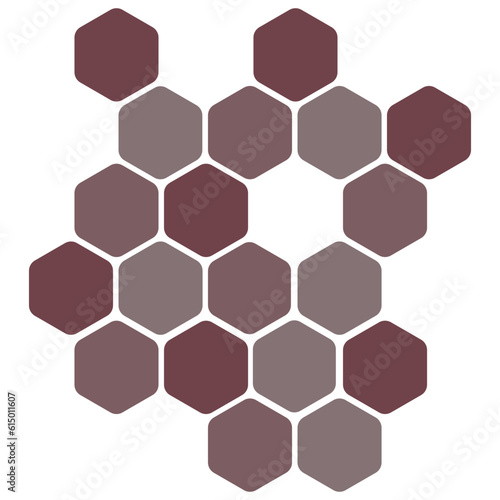 Fototapeta Naklejka Na Ścianę i Meble -  Futuristic dark purple random digital hexagons, honeycomb elements