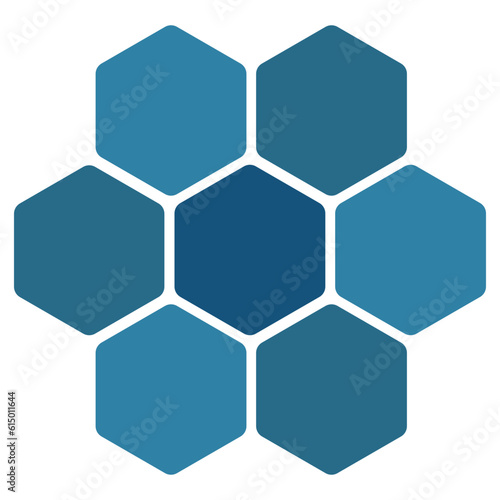 Futuristic dark blue random digital hexagons  honeycomb elements