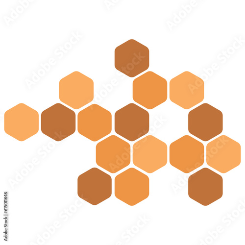 Futuristic random digital hexagons, honeycomb elements