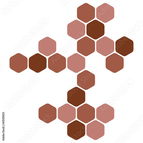 Fototapeta Naklejka Na Ścianę i Meble -  Futuristic dark red random digital hexagons, honeycomb elements