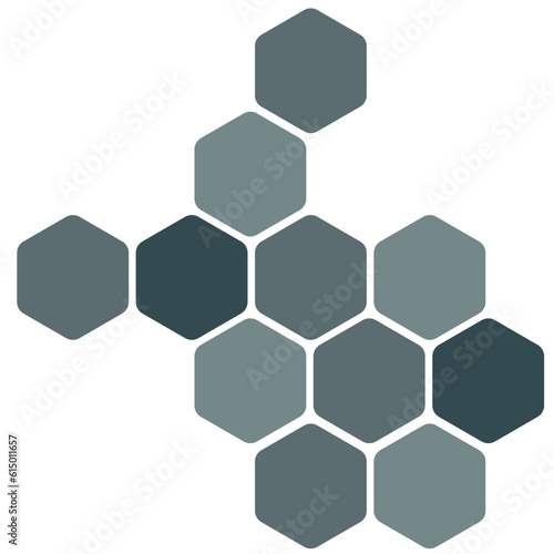 Futuristic dark grey random digital hexagons, honeycomb elements