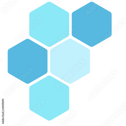 Futuristic blue random digital hexagons  honeycomb elements