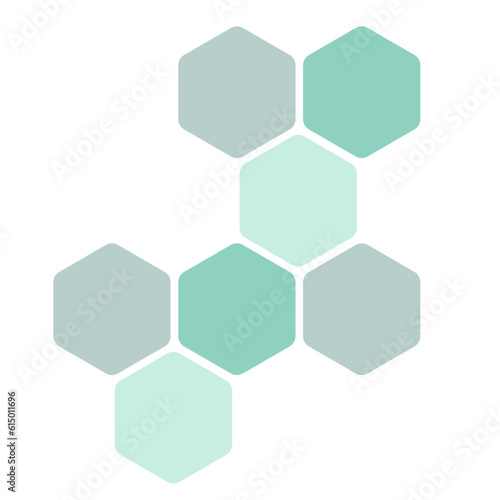 Futuristic green random digital hexagons, honeycomb elements