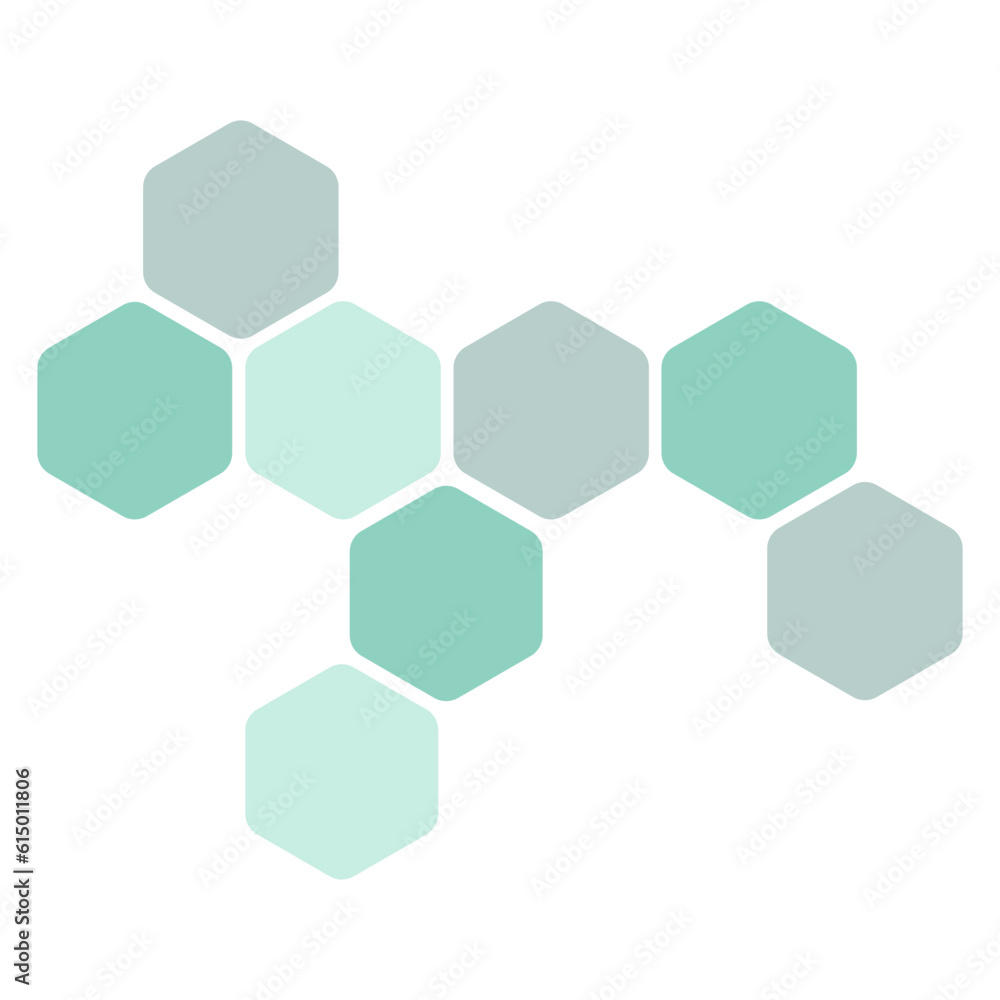Futuristic green random digital hexagons, honeycomb elements Futuristic green random digital hexagons, honeycomb elements