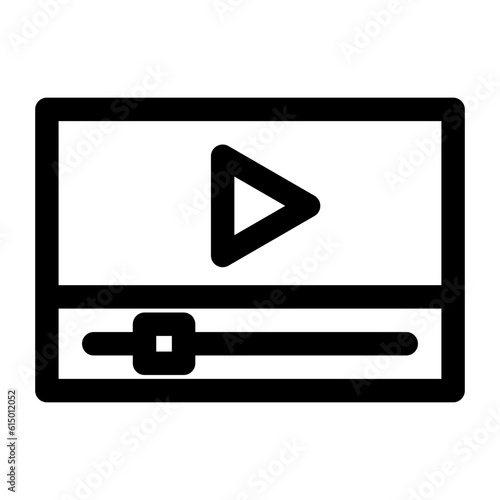 映像、再生を表すラインスタイルのアイコン