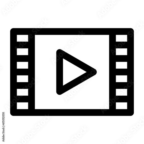 映像、再生を表すラインスタイルのアイコン