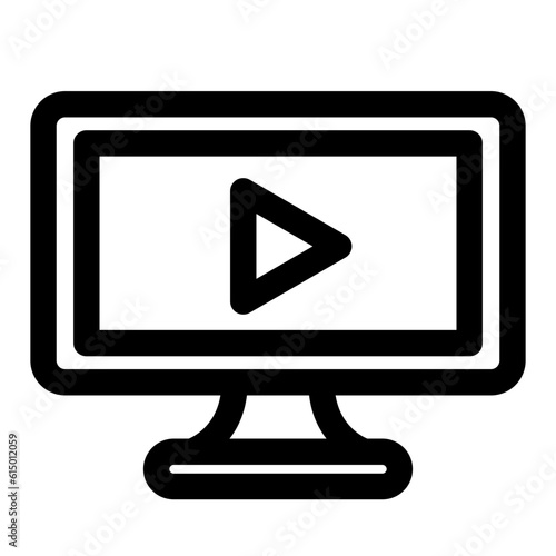 映像、再生、パソコンを表すラインスタイルのアイコン