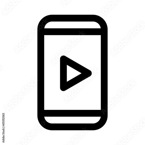 映像、再生、スマホを表すラインスタイルのアイコン