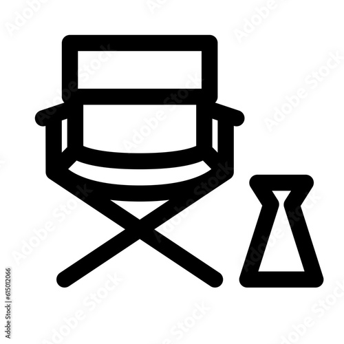 映像、監督、ディレクターズチェアを表すラインスタイルのアイコン
