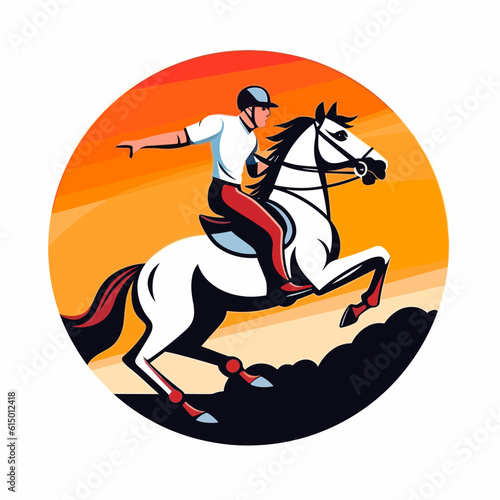 Horseback riding. Equestrian sport. Cartoon vector illustration. isolated background, label