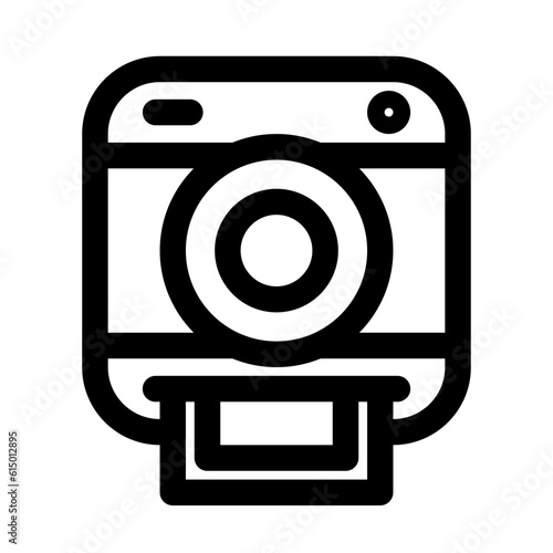 写真、インスタントカメラを表すラインスタイルのアイコン