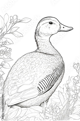 canard, coloriage, illustration, midjourney, ia générative, générative, ia