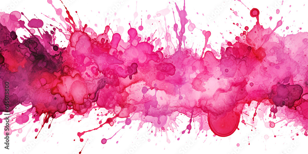 magenta watercolor splattered effect on transparent background