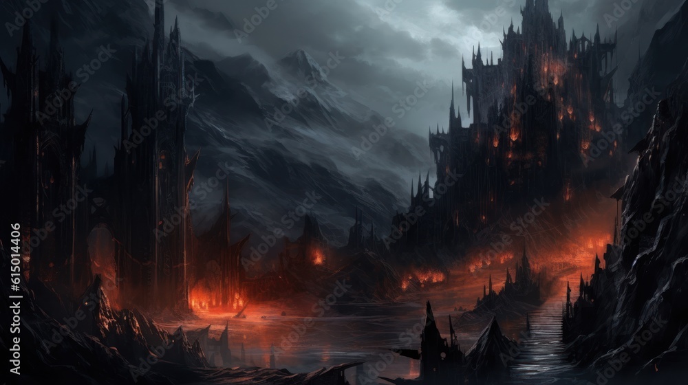 Obraz premium Dark Fantasy Landscape Game Art