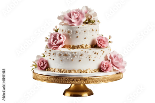 Isolated Wedding Cake on Transparent Background. AI