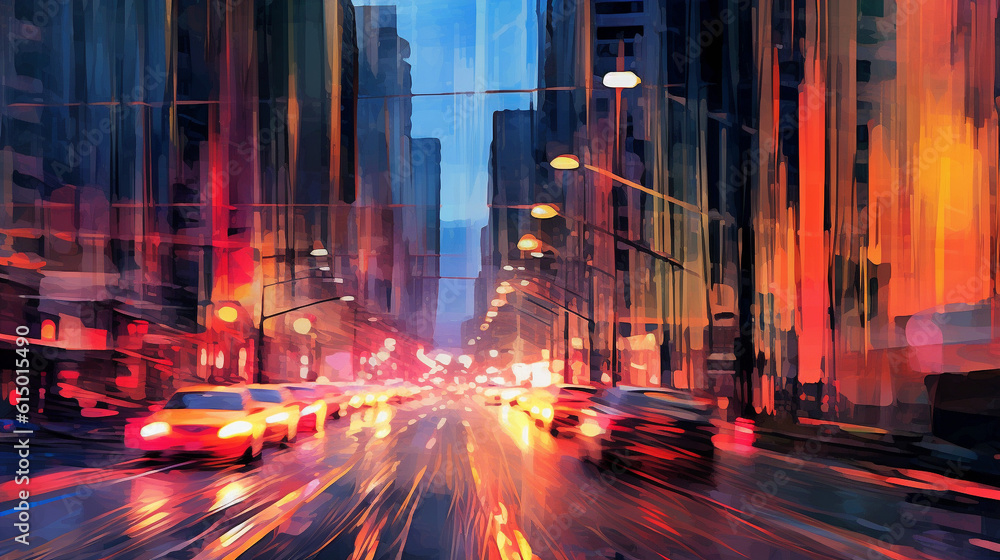 Generative AI, Urban Symphony: A Vibrant Tapestry of Abstract Traffic