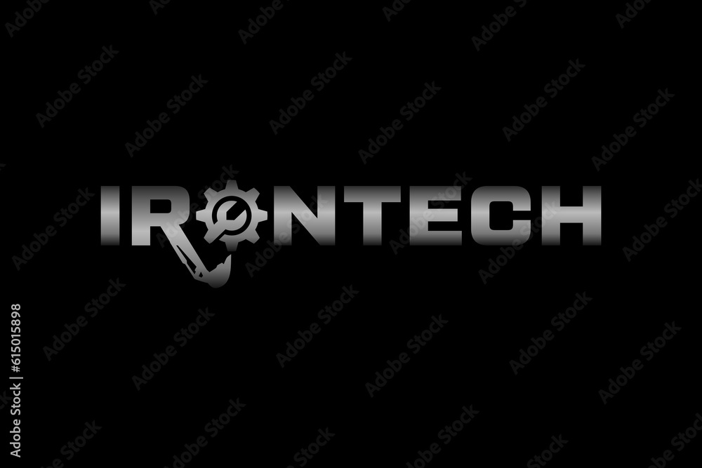 Letter Irontech  heavy eguipment service logo design template element vector