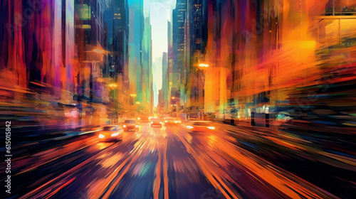 Generative AI  Urban Symphony  A Vibrant Tapestry of Abstract Traffic