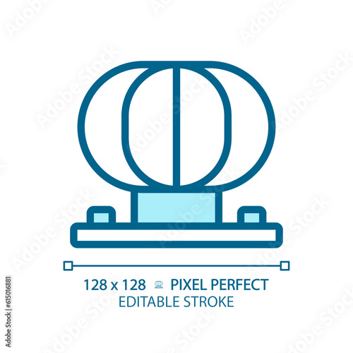 Roof vent light blue icon. Attic ventilation. Home improvement. Air exchange. Hvac system. Air raid siren. RGB color sign. Simple design. Web symbol. Contour line. Flat illustration. Isolated object