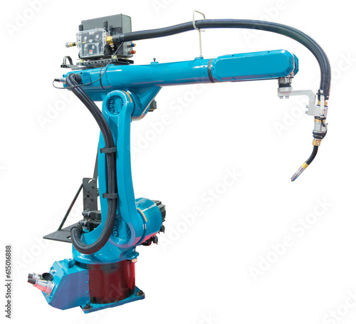 Robot Welding isolated on white background with Clipping Path.