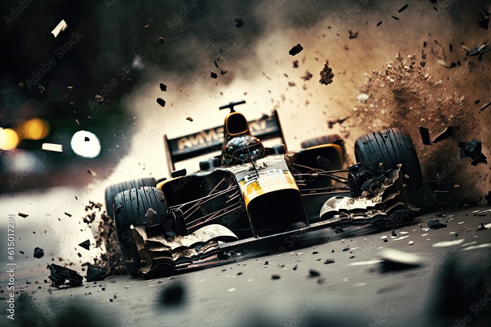 F1 Breaking Graphics high speed f1 racecar major wreck capture by tilt-shift camera angle ...