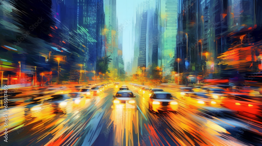 Generative AI, Urban Symphony: A Vibrant Tapestry of Abstract Traffic