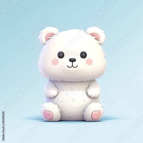 Portrait of White bear cartoon animal. Cute style character avatar. Generative AI
