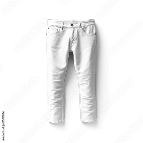 Jeans fashion clothes isolated on white background. White mockup clothing. Generative AI