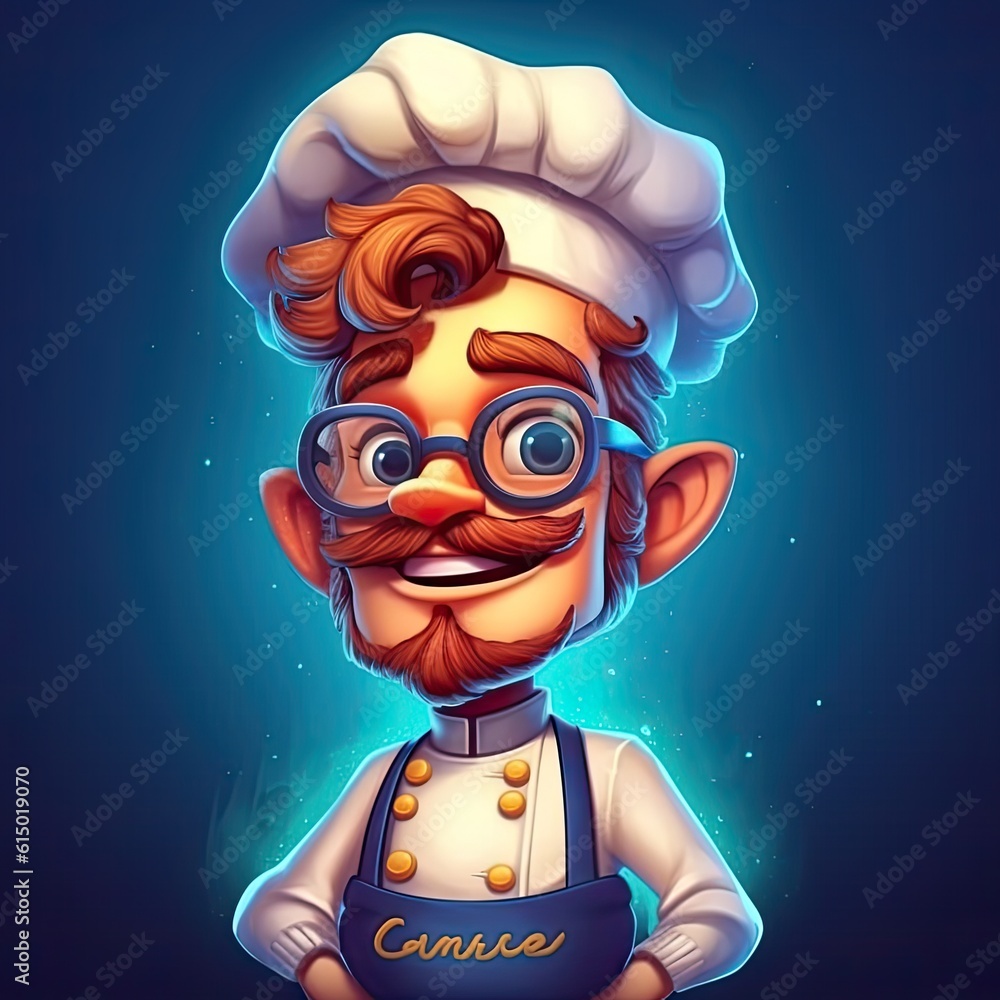 Emblem of Chef character illustration. Colorful logotype style design. Generative AI