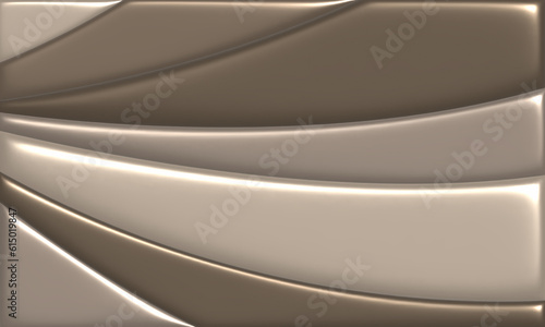 Abstract Brown metallic design stripes lines background. 3D illustration.