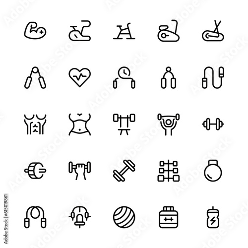 fitness and sport icon, vector set design with Editable Stroke. Line, Solid, Flat Line, thin style and Suitable for Web Page, Mobile App, UI, UX design.