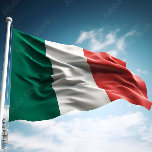 italian flag waving with sky background