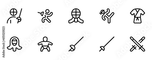Martial arts icons, vector set design with Editable Stroke. Line, Solid, Flat Line, thin style and Suitable for Web Page, Mobile App, UI, UX design.