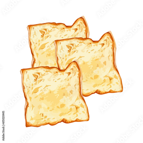 Bread slice of pieces isolated on white background. Vector illustration