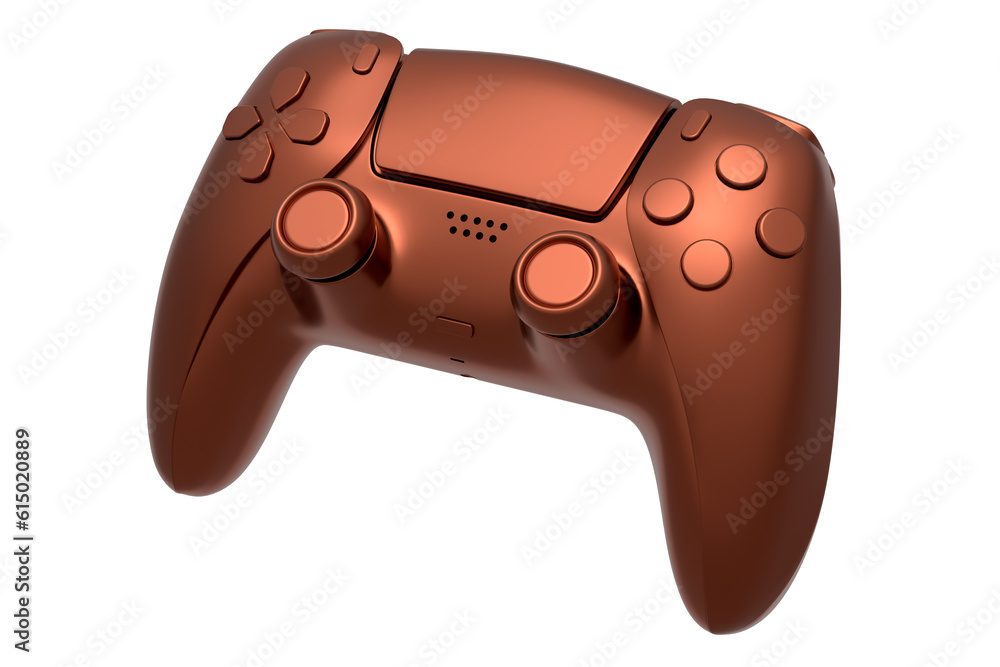 Metal brushed bronze video game joystick isolated on white background Metal brushed bronze video game joystick isolated on white background