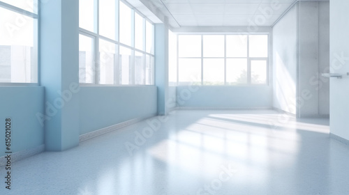 blurry empty corridor in a hospital. generative ai.