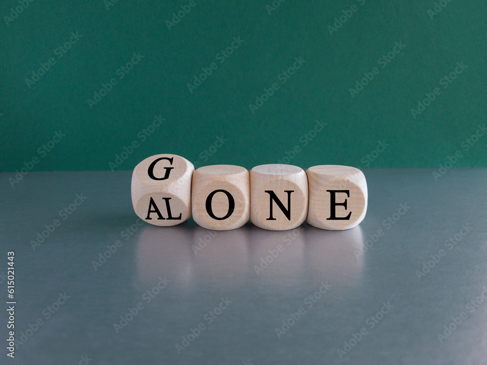 Symbol for alone and gone. Turned a dice and changes the word 