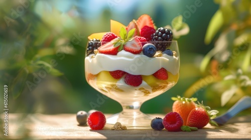 cream with berries HD 8K wallpaper Stock Photographic Image
