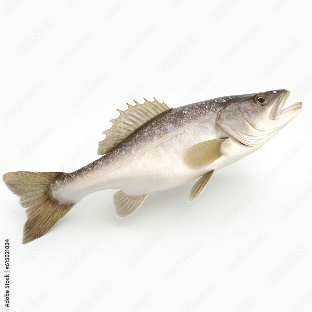 Cod fish on white background. 3D illustration digital art design, generative AI Cod fish on white background. 3D illustration digital art design, generative AI