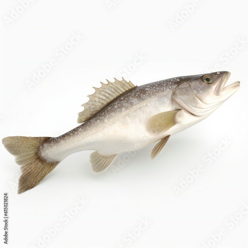 Cod fish on white background. 3D illustration digital art design, generative AI