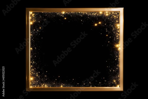 Premium celebration. Abstract black background with modern classical luxurious golden frame and glitter decoration Generative AI illustrations