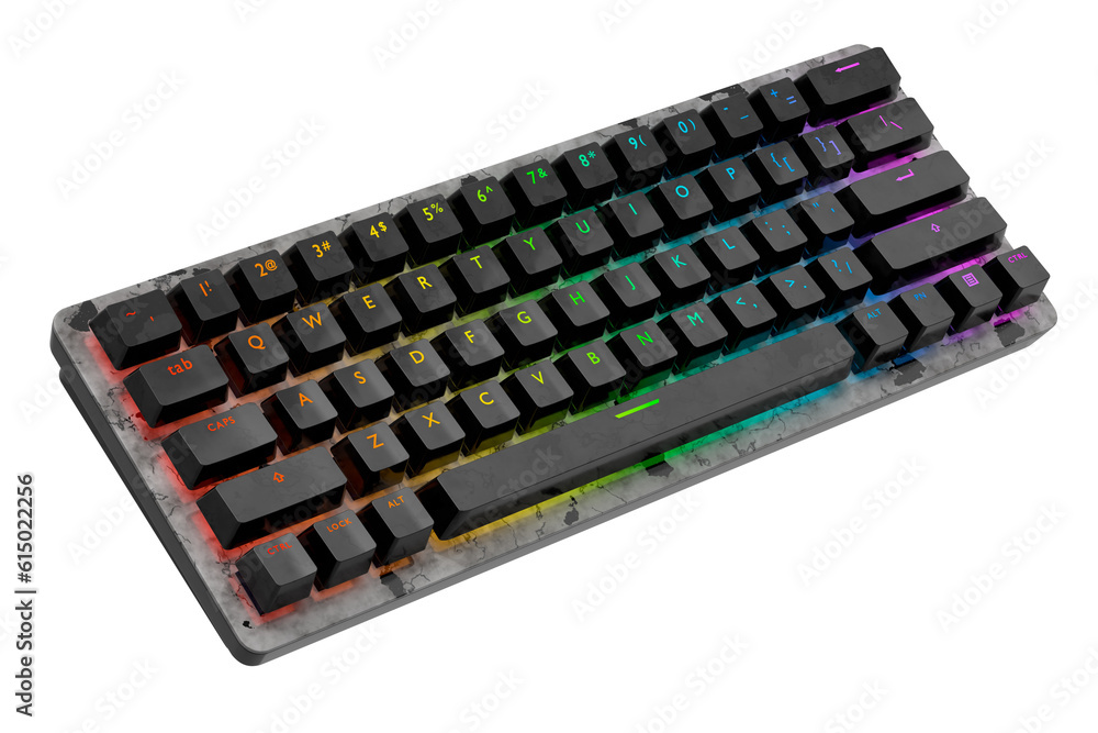 Realistic computer keyboard with black marble texture isolated on white Realistic computer keyboard with black marble texture isolated on white