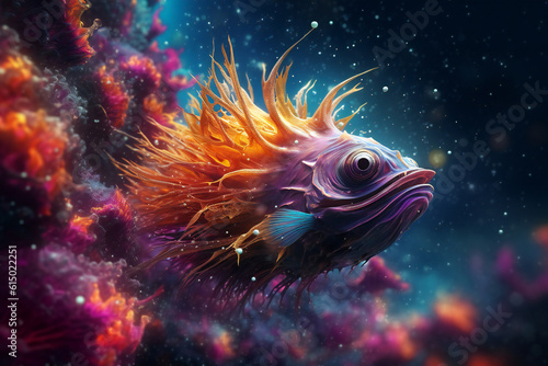 Fantasy sea creature. 3D illustration digital art design, generative AI