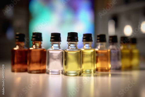 Bottles with essential oils. 3D illustration digital art design  generative AI