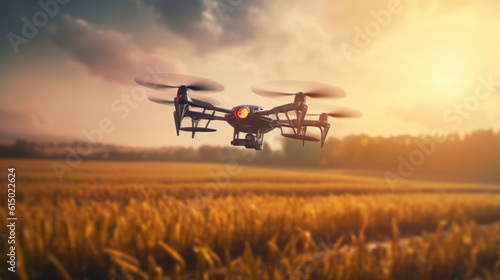 Wheat Field Drone Aerials: Quadcopter Soaring Above