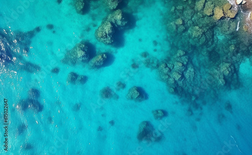 aerial viewof a turquoise blue ocean, capturing the beauty and vastness of water. Generative AI