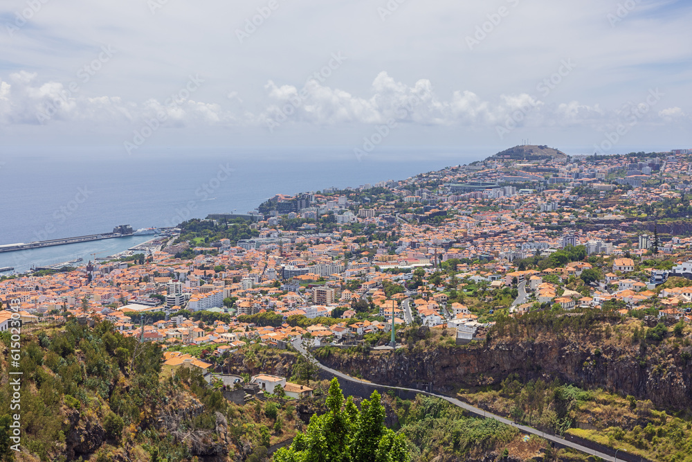 Looking down at Funchal from the hill of the Tropical Garden in Funchal