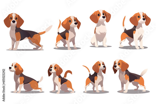 Set of dogs. Colorful cartoon artwork showcasing a variety of charming little dogs in a creatively designed set. Vector illustration. © Andrey